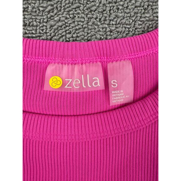 NWT Zella Women's Small Hot Pink Ribbed Crop Top Tank Sleeveless Athleisure - Picture 3 of 5